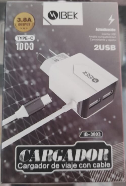 Cargador ibek tipo c 3.8 amp